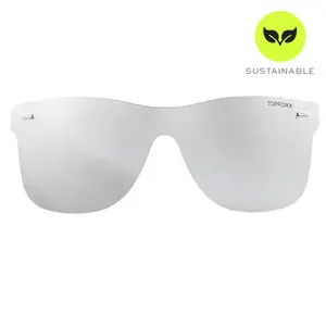 TopFoxx Sustainable Future Wife Silver Square Wayfarer Sunglasses with UV 400 Protection & Free Carrying Case