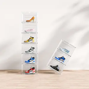 6-Piece Big White Plastic Mesh Shoe Box Set - 33.5*29.5*22cm, Modular Design for Home Storage,Thicken and reinforce,High quality shoe cabinet/shoe rack/storage cabinet/storage shelf/storage rack/storage box Lightweight Organiser