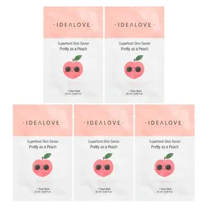 Idealove Superfood Skin Savior, Pretty as a Peach, 5 Beauty Sheet Masks, 0.68 fl oz (20 ml) Each