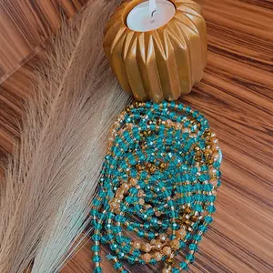 Ocean Empress Authentic Tie-On Waistbeads 50-60 Inches Handcrafted Glass Seed Beads Adjustable Fit Ghana Imported Ethical & Cultural Symbolic Color Meanings
