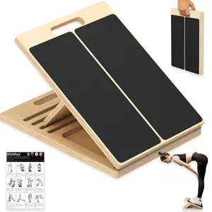 Homhut Wooden Calf Stretcher Slant Board Adjustable Incline Physical Therapy Equipment for Squats Pilates Ankle Heel Feet Leg Stretching Home Fitness
