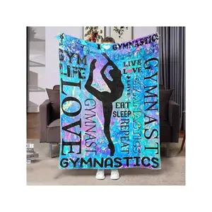 1pc Gymnastics-Themed Flannel Blanket - Soft, Lightweight, All-Season Cozy Throw Gymnasts & Enthusiasts - Vibrant Gymnast With Inspirational Words - Birthdays Or Holidays, Allseason Blanket |   Vibrant Pattern Blanket |   Soft Flannel Fabric