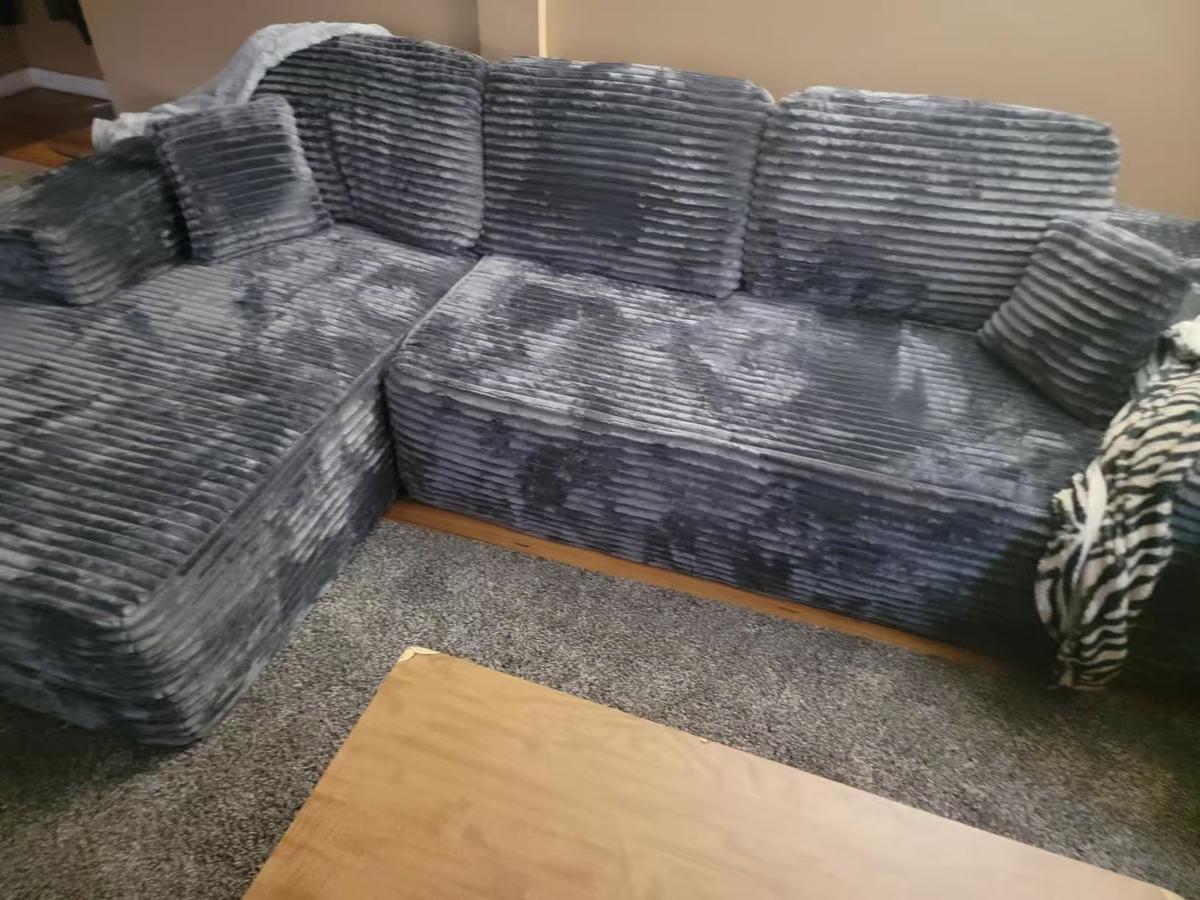 Item: Grey(plush Corduroy Fabric)-Right Facing Chaise