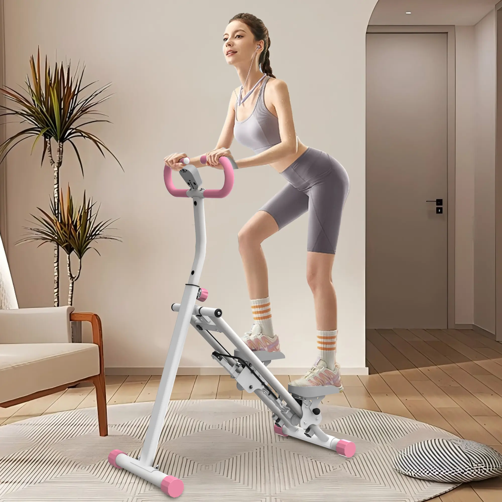 SAVEYOUR Vertical Stair Climber Stepper - Foldable Ultra Compact Home Gym Equipment, 330LBS Capacity, 49*34*17in, Stable Metal Frame, Adjustable Handlebar, Multi-Function Glutes Exercise Machine