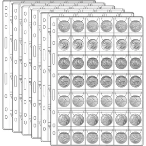 1050 Pockets Coin Sleeves 25 Sheets Coin Holders for Collectors Plastic Coin Collection Supplies 9 Hole Binder Pages for Penny Nickel Dime Quarter(42 Pockets)