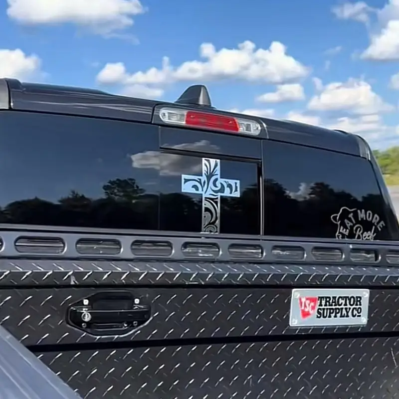 Cross Decal Tooled or Regular for Trucks Cars and More - Stylish Design Options Available