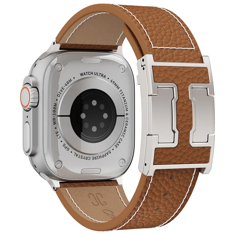 CrazyGrass Men's Magnetic Cowhide Leather Watch Band, Suitable for Apple Watch Series 4–12, SE & Ultra 1–4, 44/45/46/49mm, Adjustable Watch Strap for 160–210mm Wrists, Business & Casual Style, Watch Not Included