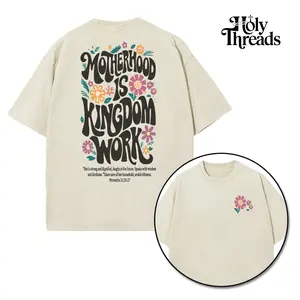 [Holy Threads] Motherhood Is Kingdom Work Proverbs 31:25-27 Unisex Washed T-shirt Vintage Tee Jesus Shirt Jesus Tee Christian Merch Christian Apparel God Apparel Faith Clothing Christian Bible Shirt