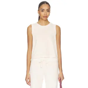 Bobi Undone Edge Muscle Tank Top in Angel Wing