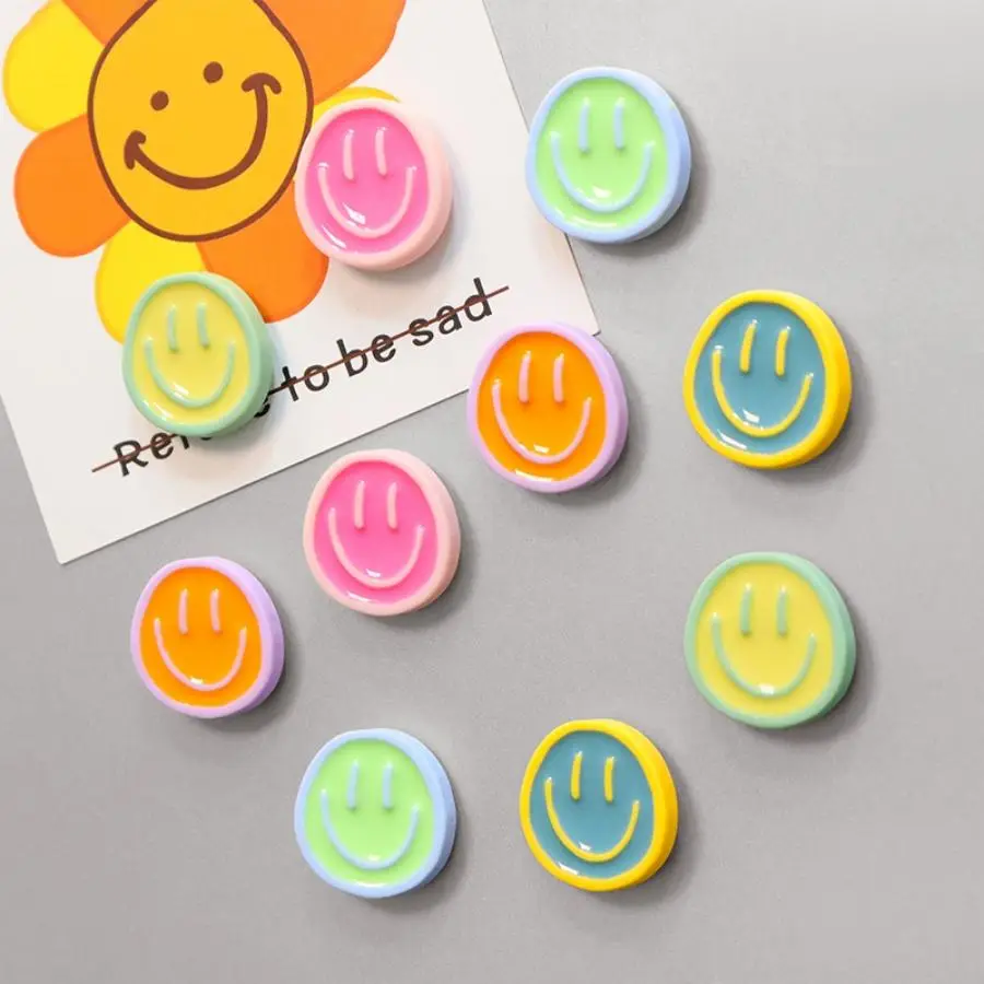 Smiling Face Design Fridge Magnet, 10pcs Random Color Cute Smiley Face Whiteboard Plastic Magnet, Kitchen Colorful Decorative Magnet for Refrigerator