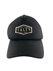 The Salty Plank Co Hat Cap Snap Back Black Trucker Mesh Patch Embroidered Mens