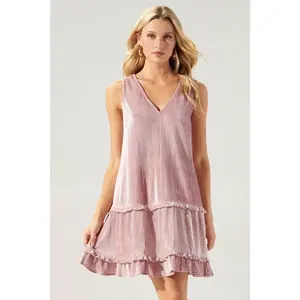 Dream of Me Pleated Velvet Trapeze Dress