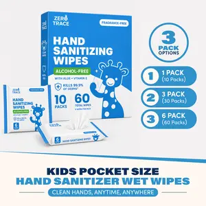 Zero Trace Pocket Hand Sanitizing Wipes, Alcohol-Free & Fragrance-Free, Kills 99.9% of Germs, Aloe + Vitamin E, Travel Size Wipes for Kids & Adults, 60 or 180 Count