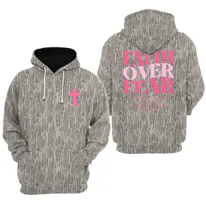 Faith Over Fear Washed Christian Camo T-Shirt – Pink Faithcore Vintage Jesus Tee | Psalm 118:6, Camo Sweatshirt, Hoodie with Tree Print, Long Sleeve Outdoor Hunting Pullover Hooded, Soft & Durable Camouflage Sweatshirt, Gift for Men, Gift for Her