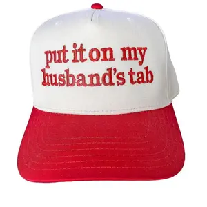 Put It On My Husband's Tab Embroidered Five-Panel Twill Cap Mom Hat Embroidered