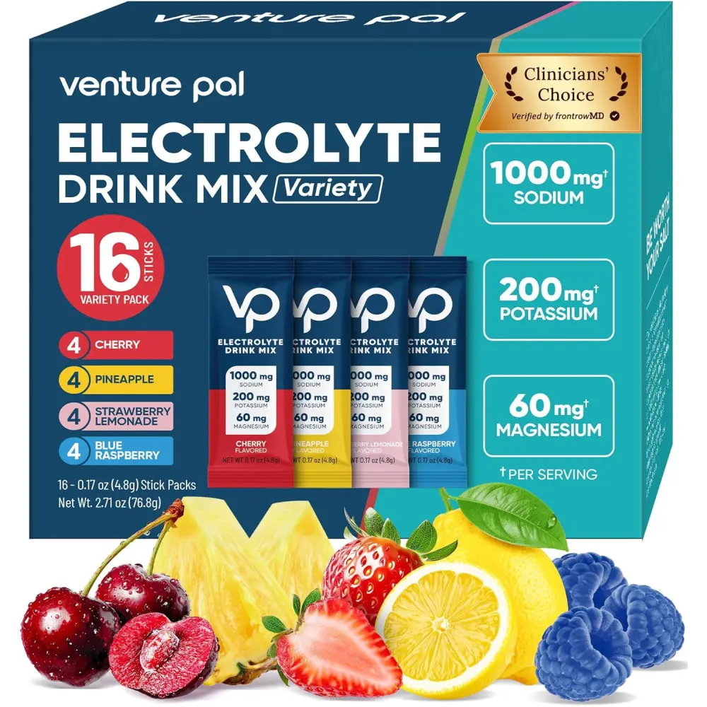 High Sodium Electrolyte Powder Packets Sugar Free Hydration Packets 0 Calorie With Magnesium Potassium 16 Count