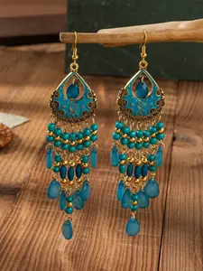 Boho Vintage Earrings for Women, Intricate Carved Patterns, Teardrop Fringe, Beaded Design, Perfect for Festivals and Celebrations