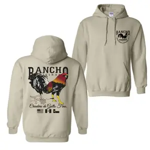 Rooster Ranch Western Hoodie, Game Bird Graphic Men's Streetwear, Rugged Country Life Sweatshirt, Bold Fighting Rooster Pullover, Premium Outdoor Rancher Apparel