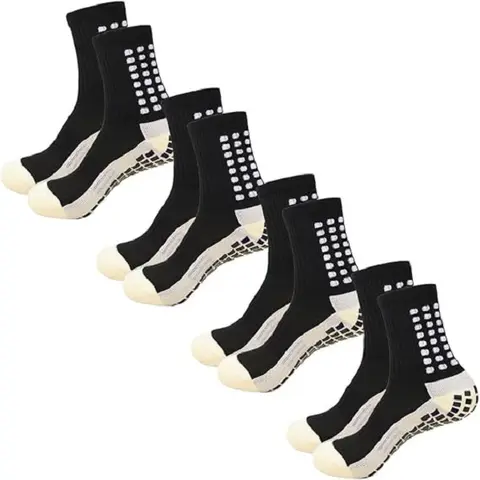 Diuhabo 4 Pairs Mens Grip Soccer Socks Non Slip Grippy Women Socks for Football Basketball Sports Tubesocks