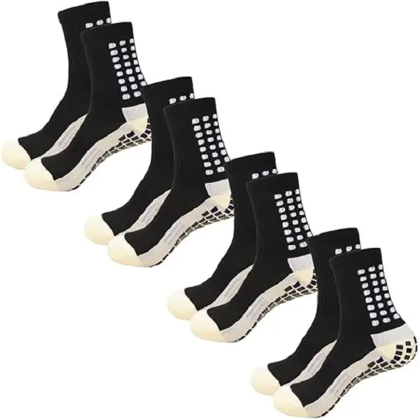 Diuhabo 4 Pairs Mens Grip Soccer Socks Non Slip Grippy Women Socks for Football Basketball Sports Tubesocks