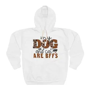 Men's pet friendship, specifically dogs and cats being best friends Graphic Hoodie - Long Sleeve Pullover Regular Fit | Soft & Breathable Fabric, Durable Print, Everyday Comfort, Machine Washable, casual and playful with animal-themed graphic design a