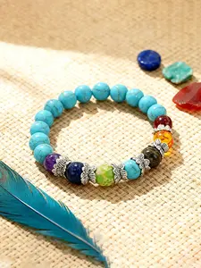 Neutral 7 Chakra Beaded Bracelet Howlite Melting Rock Natural Stone Meditation Jewelry Yoga Bracelet, Unisex Healing Accessory, Bead Bracelets