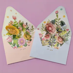 Three-Piece Pop-Up Greeting Card Set with Envelopes & Tags, 3D Flower Cards for Birthdays, Anniversaries, Thanksgiving, Mother's Day, Father's Day