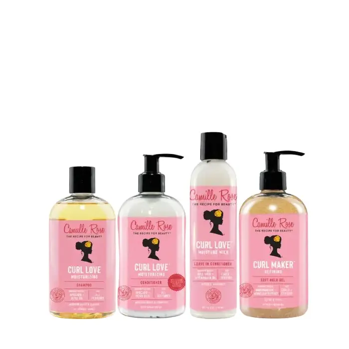 Camille Rose All You Need Is Love Bundle - Curl Love Regimen with Moisture Rich Shampoo, Moisture Milk Conditioner, Leave-In Conditioner & Curl Maker Defining Gel for Moisture Retention & Curl Definition - Curly, Coily & Textured Hair