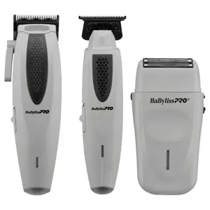 BaBylissPRO GREY LithiumFX+ Limited Edition Clipper, Trimmer and Shaver 3-Piece Grooming Set FX673NSGY + FX773NGY + FXFS573GY