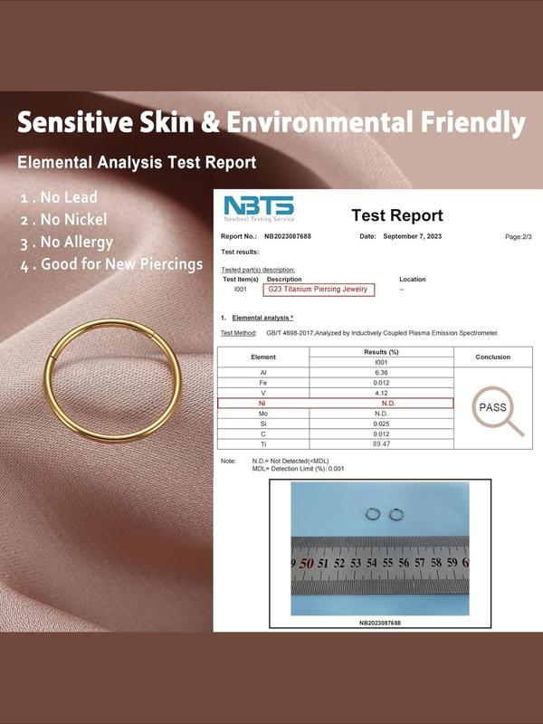 5Pcs G23 Titanium Nose Rings Hoops 20G 18G 16G Clicker Hinged Piercing Hoop Body Piercing Rings for Septum Cartilage Daith Rook Lip Tragus Helix Conch Ear Lobe Earrings Hypoallergenic Nose Piercing Jewelry Women Men 6/7/8/9/10mm