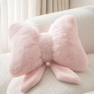 1pc Pink Bow Shaped Ultra Soft Plush Throw Pillow, Coquette Aesthetic Faux Fur Fluffy Cushion, Cute 3D Bow Decorative Pillow for Bedroom, Living Room, Dorm, Office & Lounge, Perfect Cozy Gift for Home Decor Lovers, Valentine’s Day, Galentine’s Day & Speci