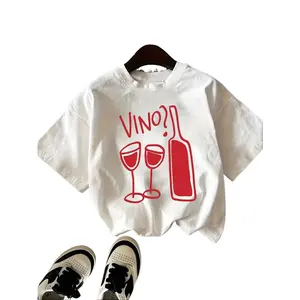 Red Wine & VINO?Printed Fashion Short-Sleeve, Casual Round-Neck T-Shirt, Women'S Clothing