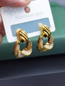 304 stainless steel frame earrings, ear studs, ear pendant jewelry, cross-line enamel technique, 18K gold plating, high-end, personalized, trendy, light luxury fashion, suitable for daily wear/parties/gifts for women.