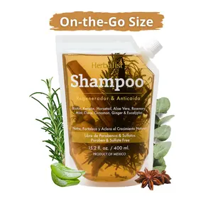 [Travel Size] New Herbalista Viral Herbal Shampoo 400ml (15.2 fl oz) - With Real Pieces of Rosemary, Cinnamon, Anise, Clove, Aloe, Ginger, & Eucalyptus - Fortalece, Regenera, Acelera Crecimiento – 100% Natural & Handcrafted