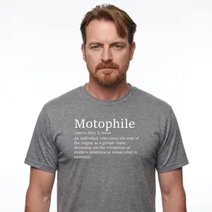 Men's Motophile Definition Primal Cotton Yarn T-Shirt - Fitted Short-Sleeve Crew Neck, Traditional Hem, Minimalist Casual Summer Medium-Length, Union-Made in USA