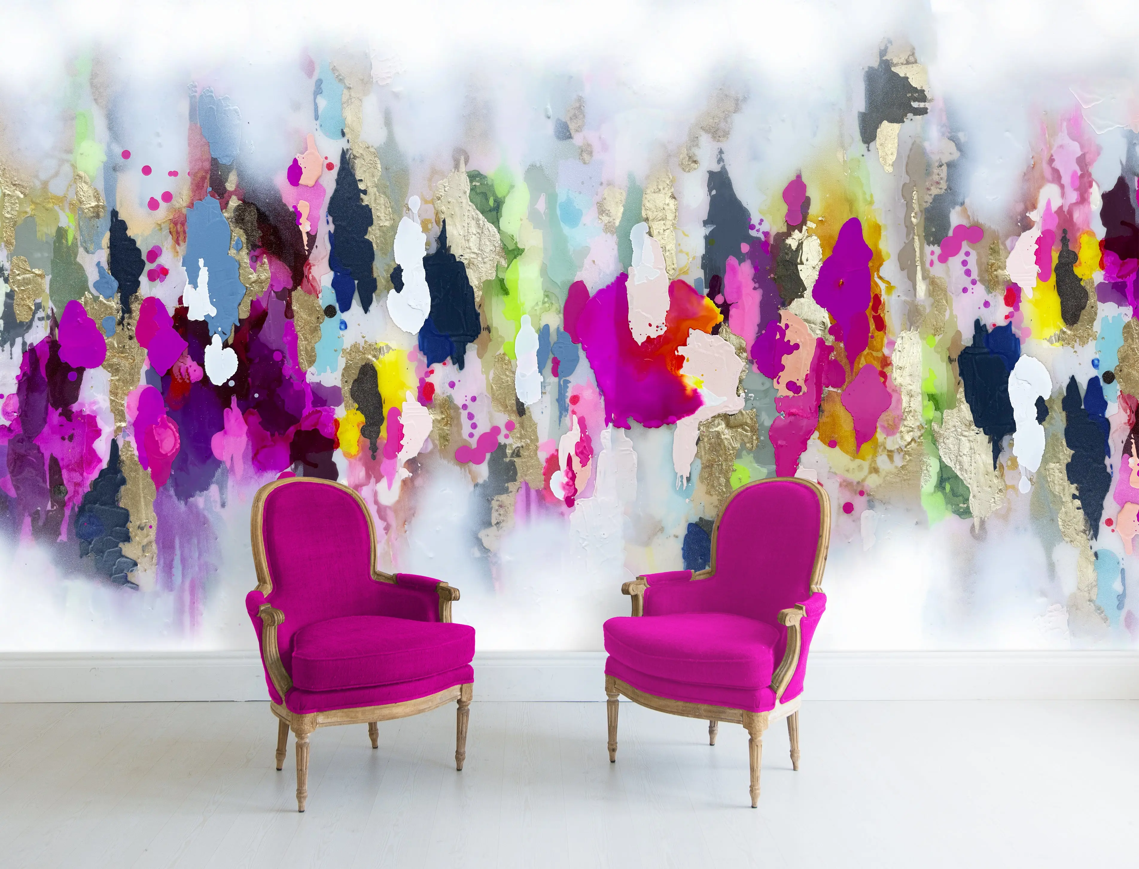 Custom "Dazzle" Vivian Ferne Wallpaper Wall Mural 4.58' Tall  7.83' Wide