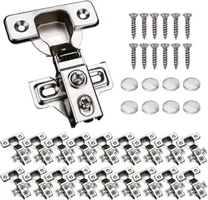 20 Pack Soft Close Cabinet Door Hinges for 1/2" Partial Overlay Cupboard, 100  Opening Angel, Stainless Concealed Kitchen Cabinet Hinges with Mounting Screws and Manual