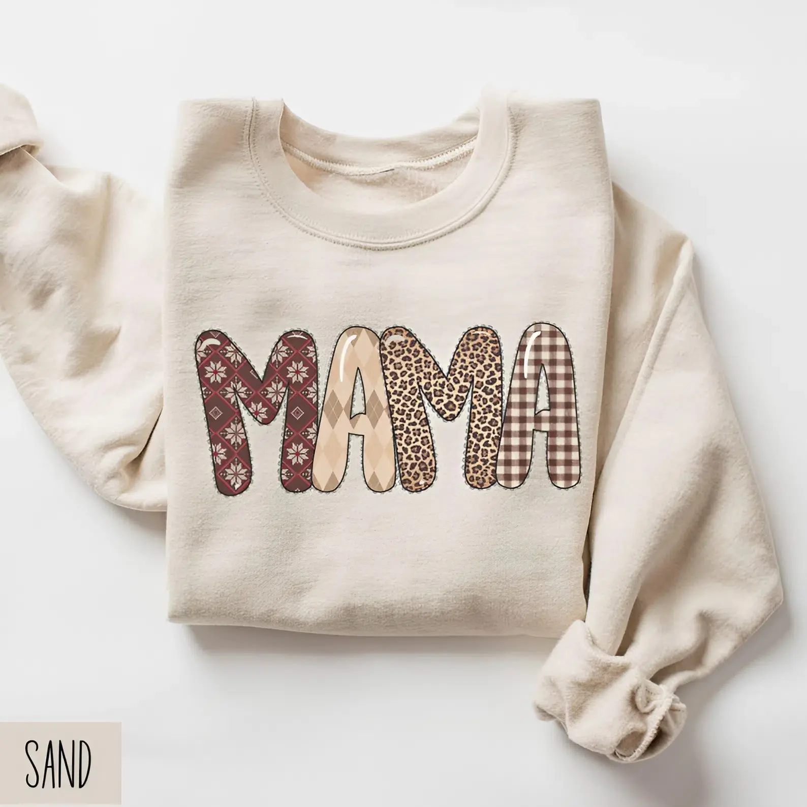 Cute Mama Sweatshirt, Patchwork Mama Sweater, Mom Gift, Leopard Mama Sweatshirt, Mothers Day Gift, New Mom Sweatshirt, Oversized Womens Sweater