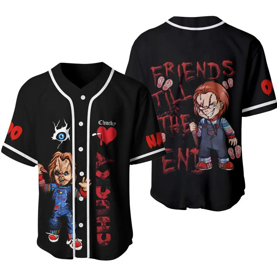 Personalized Horror Kller Doll Friends 3D Baseball Jersey, Horror Movie, Gothic Horror Sports Outfit