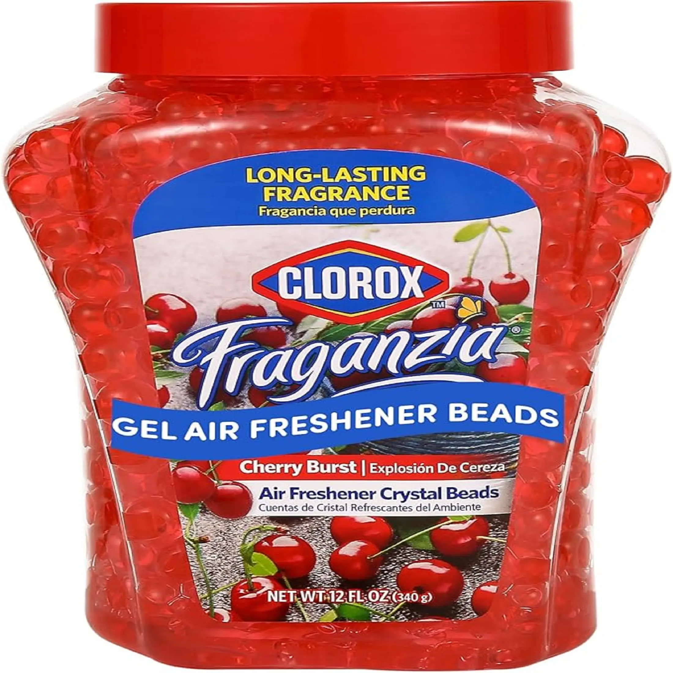 Fraganzia Air Care Air Freshener Crystal Beads in Cherry Burst Scent, 12 Ounces | Cherry Burst Scented Air Freshener Gel Beads from Clorox Fraganzia for Car or Home
