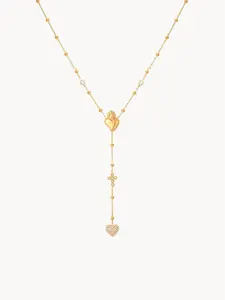 Sacred Heart & Cross Lariat Necklace