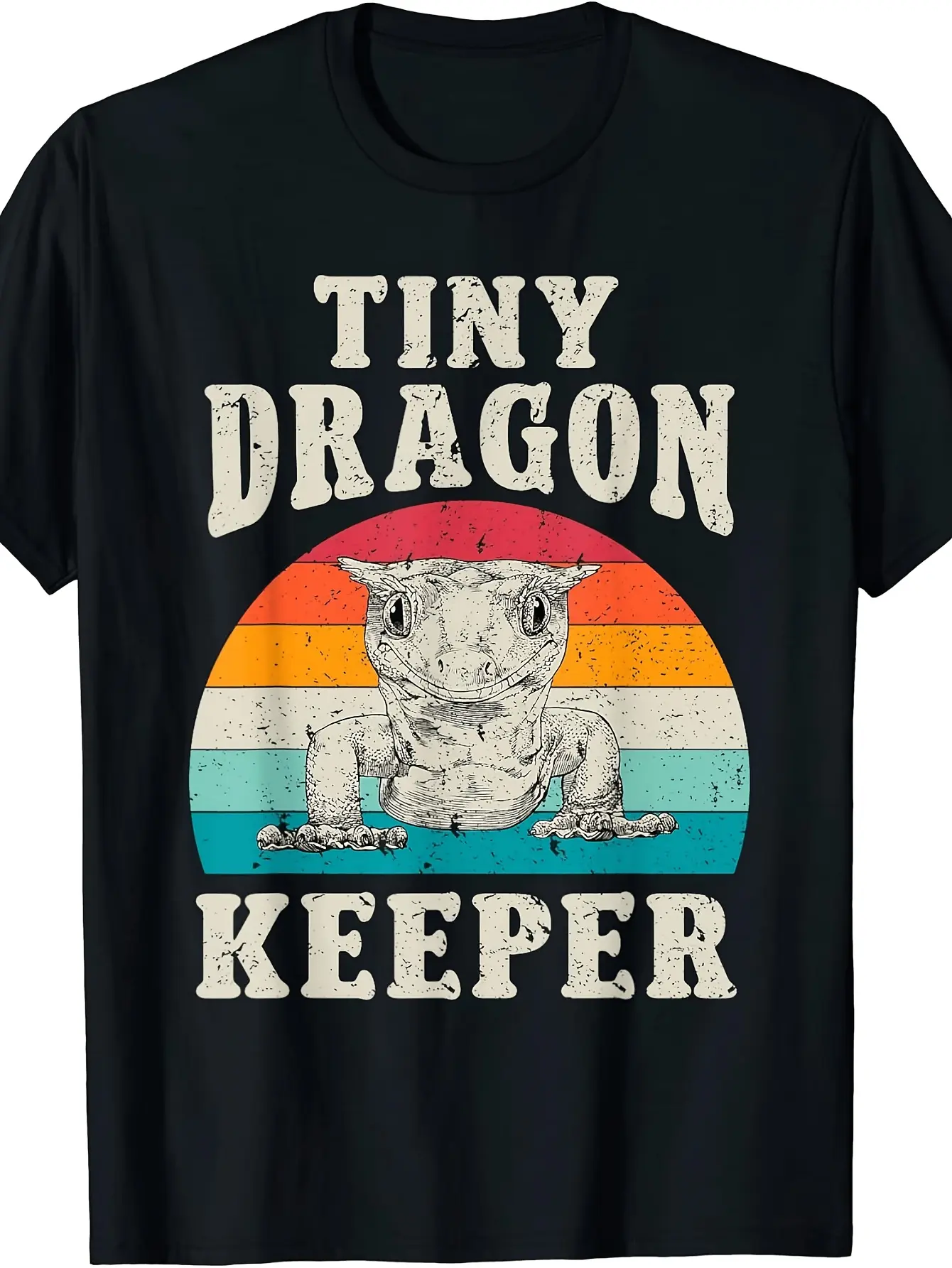 Retro Crested Gecko T-Shirt - Tiny Dragon Keeper S unisex soft cotton short sleeve t shirt, vintage graphic casual tee for men women teens, perfect birthday holiday gift for camping travel gym daily street  wear
