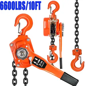 3Ton/6600LBS Capacity 10FT Manual Lever Chain Hoist with 2 Hooks Manual Ratchet Chain Puller Hoist Heavy Duty G80 Chain Come Along Winch Ratchet Hoist for Warehouses, Etc (3Ton/10FT)