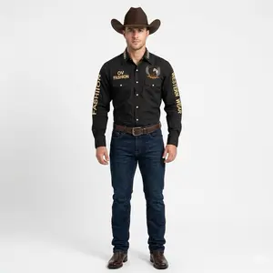 Men's Black-Gold Menswear Top, Long Sleeve Shirt