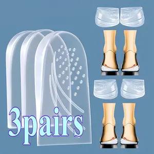 3 Pairs Adjustable Heel Wedge Inserts Supportive Shoe Cushions Transparent Silicone Heel Pads for Flat Feet & Heel Pain Relief Beauty & Personal Care