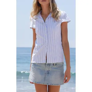 John Galt Women's Striped Rue Collared Top