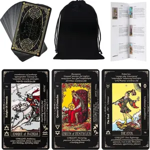 Keyword Tarot Cards with Guidebook & Linen Carry Bag - 78 Classic Original Tarot Cards Deck for Beginners & Experts - Durable 400 GSM Paper