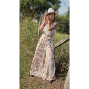 Women's Bohemian Floral Print Sleeveless Crepe-Rayon Overalls - Tiered Ruffled, Ruched, Adjustable Elastic Desert Flower Jumpsuit Set
