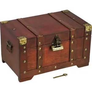 -  Decorative Pirate Treasure Chest Storage Box - Miami 11x6.7x6.3 -   Durable Wooden/ Chest Box with Lock -