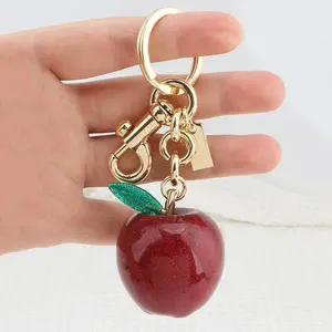 For Coach Handbag Shoulder Bag Red Crystal Apple Pendant Decoration Exquisite Keychain Attachment Part